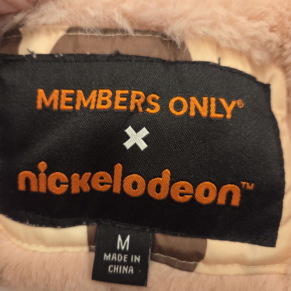 Members Only x‎ Nickelodeon Rugrats Sherpa Lined Pink Brown Jacket Puffer Sz Med - Picture 4 of 11